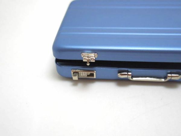 ミニ スーツケース型 名刺入れ カードケース アタッシュケース メタル アルミ ブルー_画像4