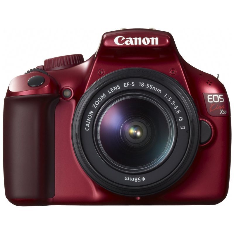Canon デジタル一眼レフカメラ EOS Kiss X50 レンズキット EF-S18-55mm IsII付属 レッド KISSX50RE