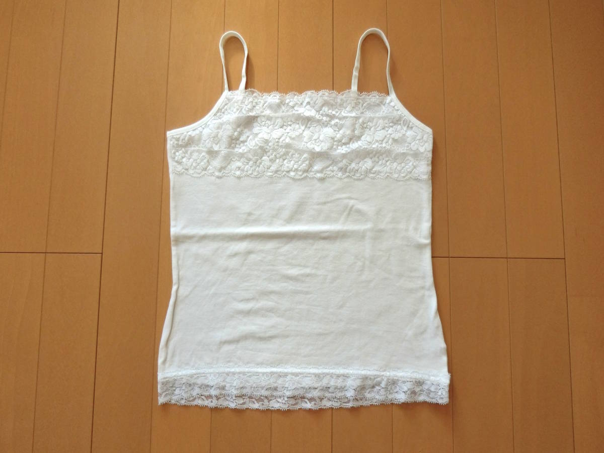 [ free shipping ]*RIO rio * wide width race attaching! camisole cut and sewn / white eggshell white /M/kredosoru L Ben sdu Mill shemirche