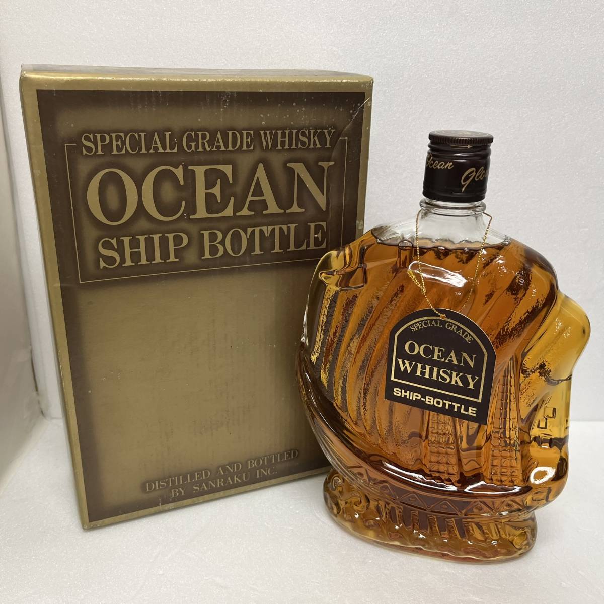 【ST15989ST】未開栓 OCEAN WHISKY SHIP BOTTLE グロリア オーシャン ウイスキー シップボトル 760ml/43% 古酒 お酒　_画像1