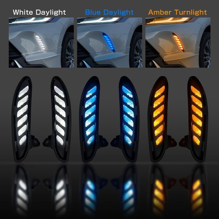 新型 ハリアー 80系 LEDデイライト ウィンカー連動 シーケンシャル ホワイト ブルー アンバー 左右セット_画像4