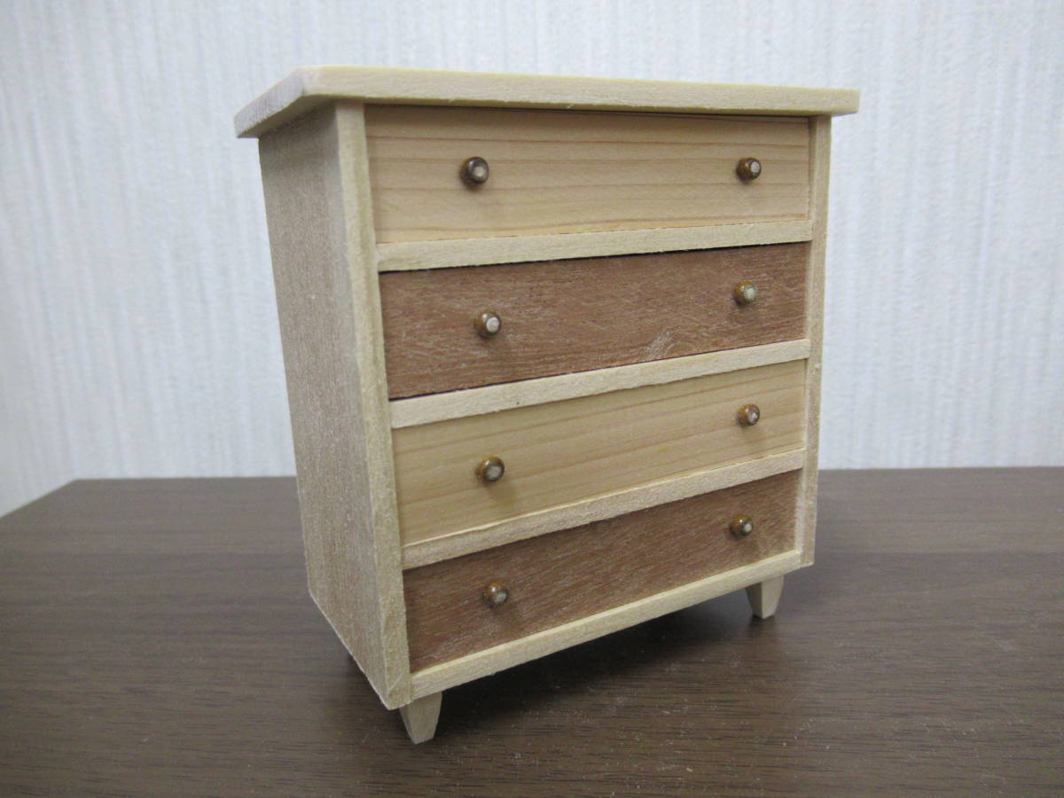  hand made * miniature *1/12 scale * wooden furniture * four step chest 