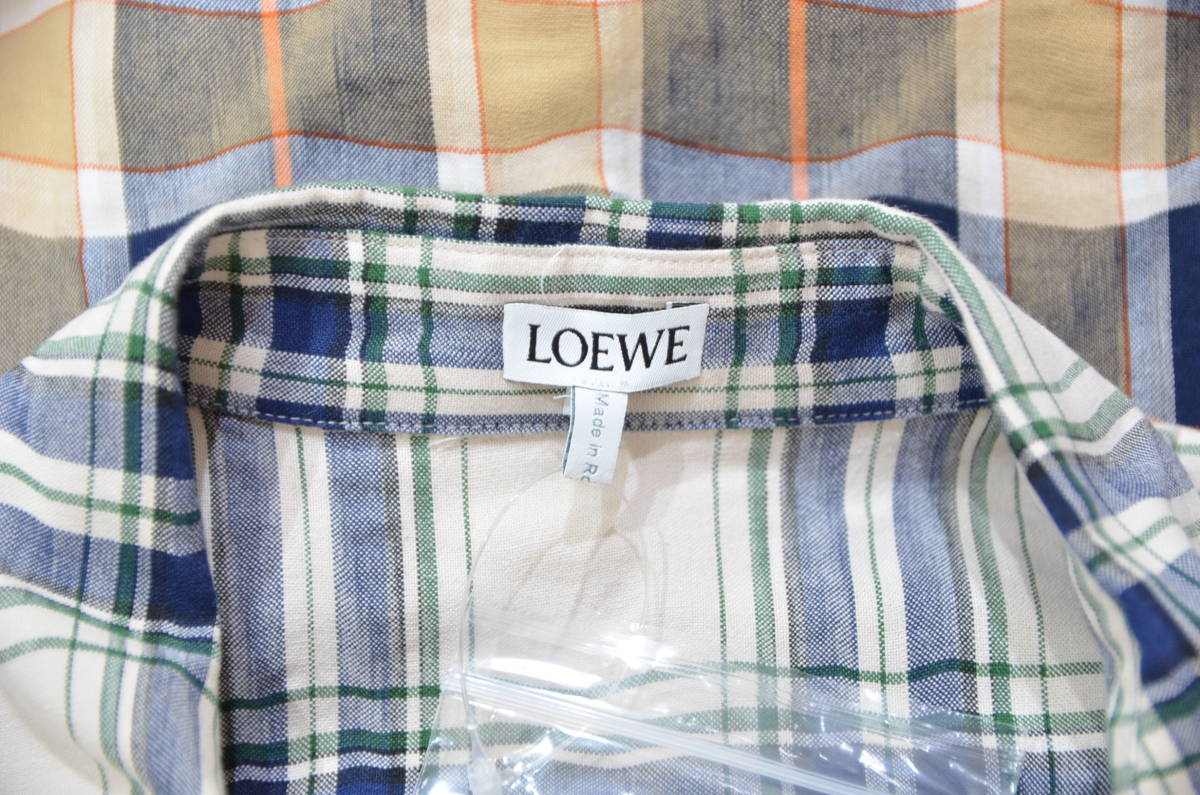 国内正規品 LOEWE ロエベ パッチワーク チェック柄 切替 シャツ 半袖 トップス 39 Y-29357Bの画像3