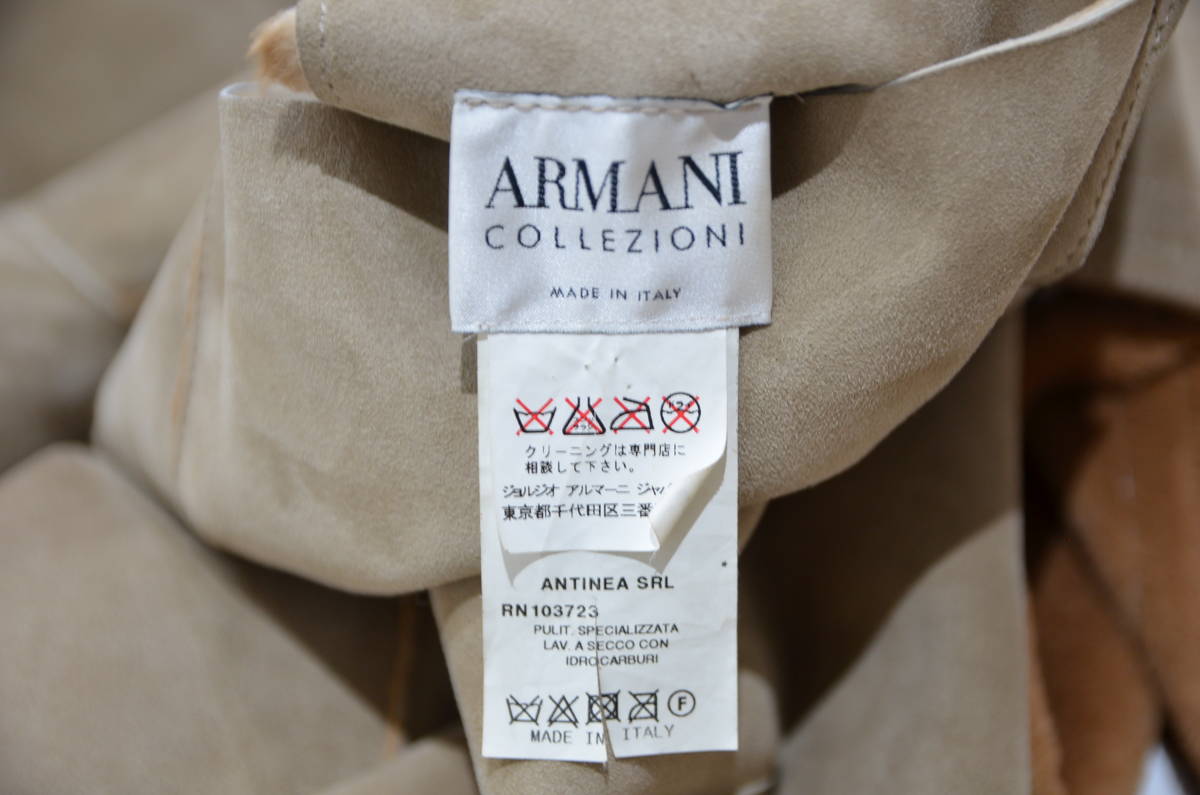 ARMANI COLLEZIONI Armani ko let's .o-ni reversible mouton coat 40 beige Y-321960