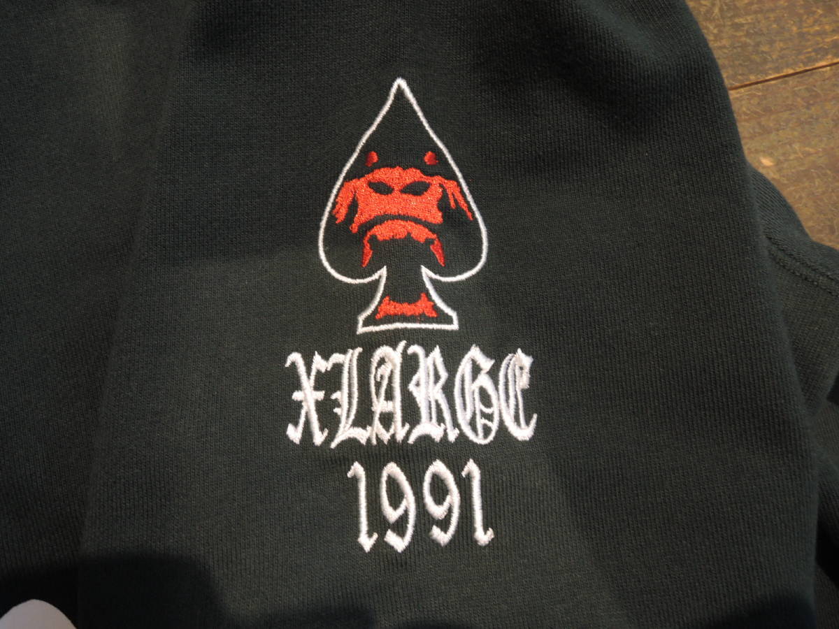 X-LARGE XLARGE エクストララージ OLD ENGLISH LOGO ZIP HOODED SWEATSHIRT グリーン L 最新人気商品 値下げしました！_画像4