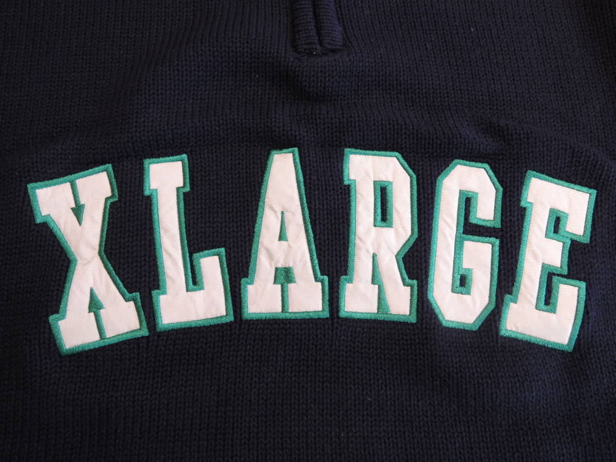 X-LARGE XLARGE エクストララージ ARCH LOGO HALF ZIP PULLOVER KNIT ネイビー Lサイズ 2023最新人気商品 _画像5