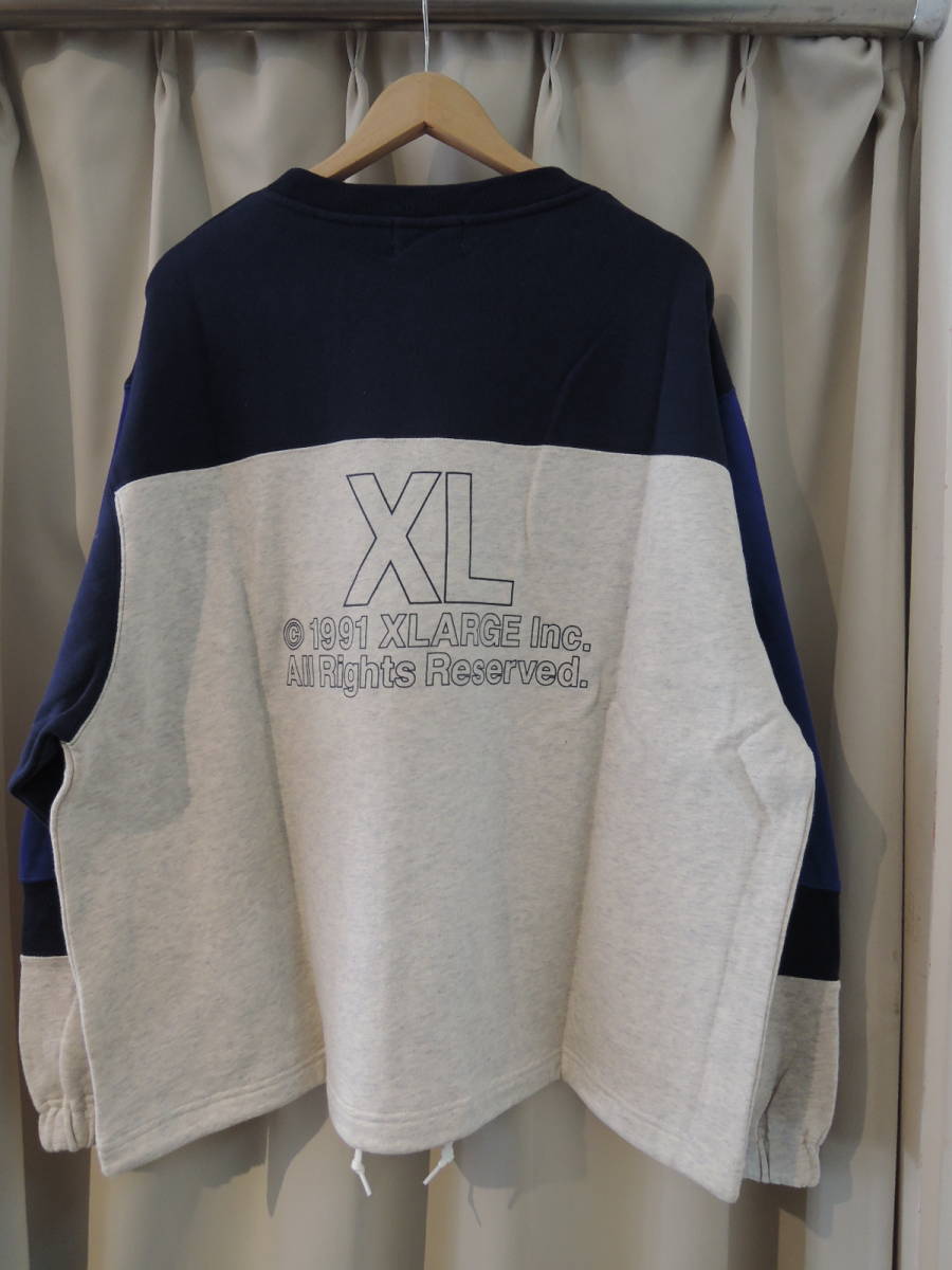 X-LARGE XLarge XLARGE PANELED CR NECK SWEAT navy blue M official HP ZOZOTOWN complete sale popular commodity price cut! including carriage 