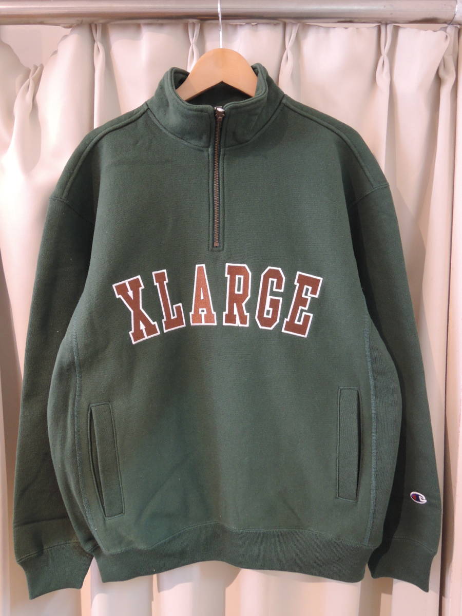 X-LARGE XLARGE XLarge XLARGE×Champion REVERSE WEAVE HALF ZIP PULLOVER SWEAT Champion green M newest popular commodity repeated price cut 