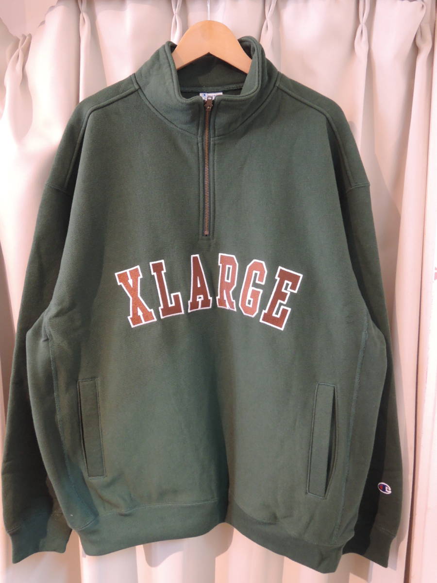 X-LARGE XLARGE XLarge XLARGE×Champion REVERSE WEAVE HALF ZIP PULLOVER SWEAT Champion green XL newest popular commodity repeated price cut 