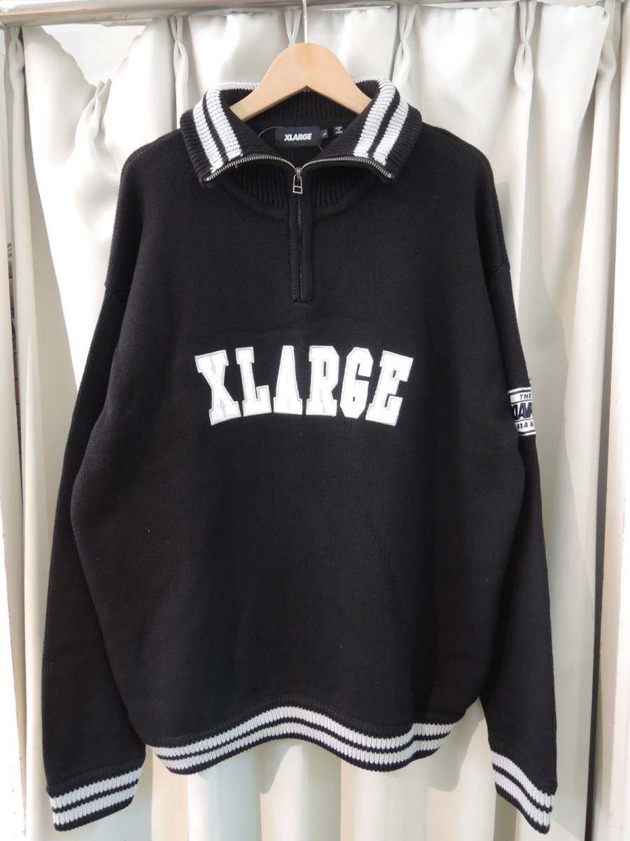 X-LARGE XLARGE エクストララージ ARCH LOGO HALF ZIP PULLOVER KNIT 黒 Lサイズ 最新人気商品 値下げしました！_画像1