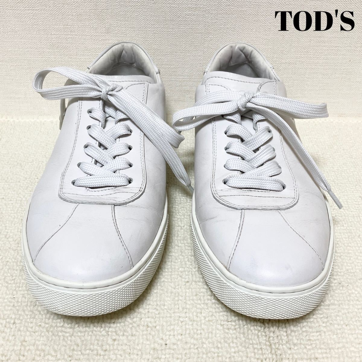 美品 TOD'S トッズ ホワイトレザースニーカー 白 本革 イタリア製