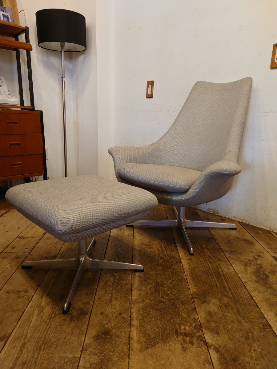 美品】 中村工芸 N734-01シルバー ラウンジチェア オットマン 美品】 中村工芸 N734-01シルバー ラウンジチェア オットマン
