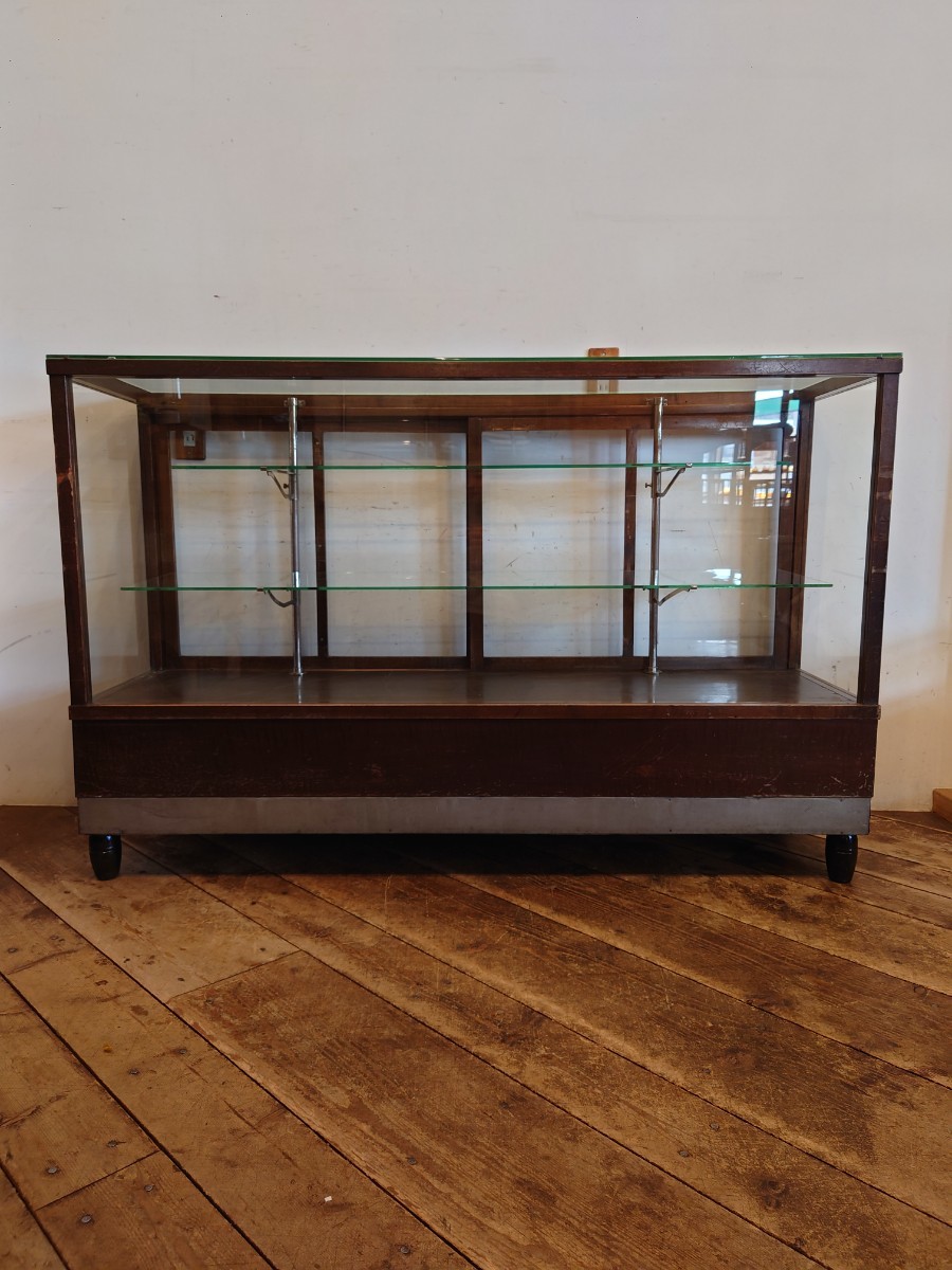 [ direct pickup limitation ] Vintage glass case width 151.5cm CA-334/ modern retro showcase bread case counter cabinet store furniture 