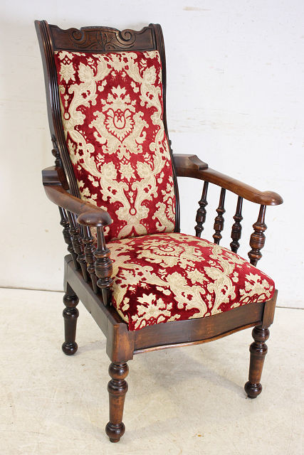 アンティーク家具 シングルソファ sf-6　1860年代 イギリス レイトビクトリアン ウォルナット 英国 アームチェア 椅子 いす イス 店舗什器_画像8