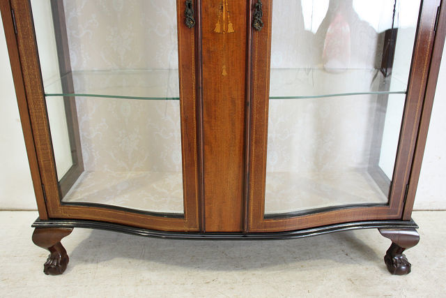 アンティーク ガラスキャビネット ce-52　1900年代 イギリス エドワーディアン ウォルナット 飾り棚 英国 家具 店舗什器 英国 安 レトロ_画像5