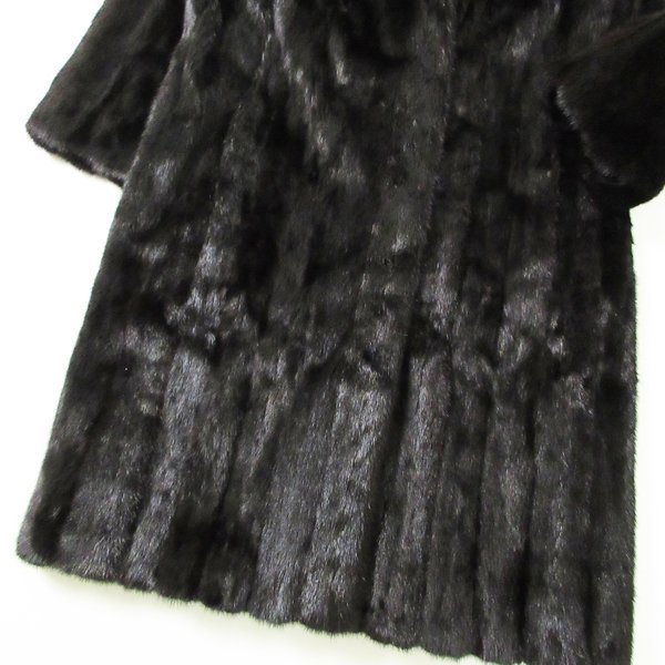 r5f112225★ROTINY 銀サガ SAGA MINK ダークミンク ロングコート 着丈104cm 15号 大きいサイズ_画像3
