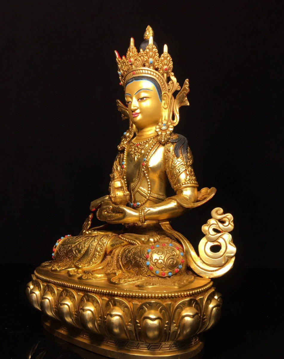 明代　鍍金　古銅座仏像