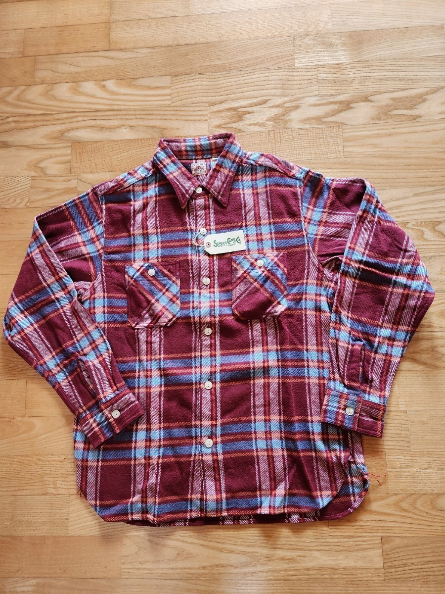 SALE！送料込★東洋 SUGAR CANE シュガーケーン SC28746 TWILL CHECK WORK SHIRT ツイルチェックワークシャツ 日本製　1960年代 ワイン　L