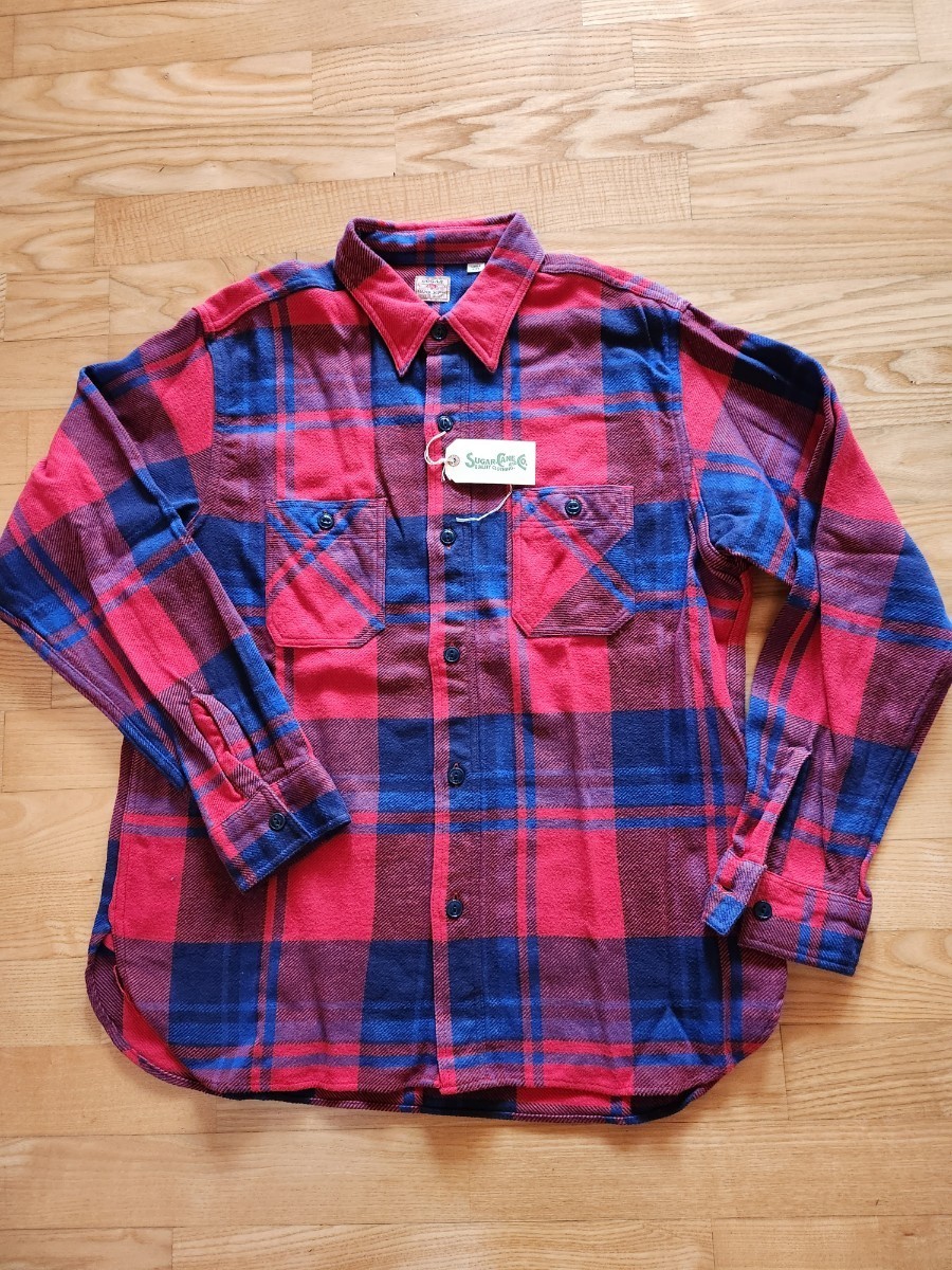 SALE!送料込★東洋　SUGAR　CANE シュガーケーン　SC28740 TWILL CHECK WORK SHIRT ツイルチェックワークシャツ　日本製　レッド　XL_画像1