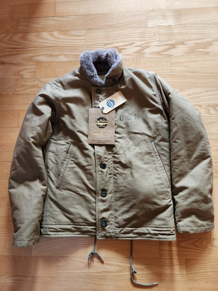 送料込★東洋　BuzzRickson's バズリクソンズ　BR12031 N-1 DECK JACKET デッキジャケット　米海軍の艦艇乗員用　アルパカ　カーキ　S