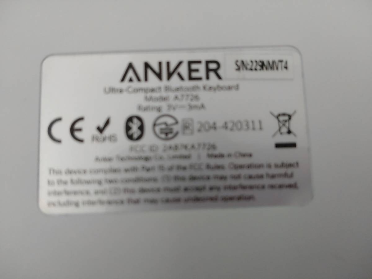 Anker Bluetooth キーボード ウルトラスリム　A7726　中古品_画像3
