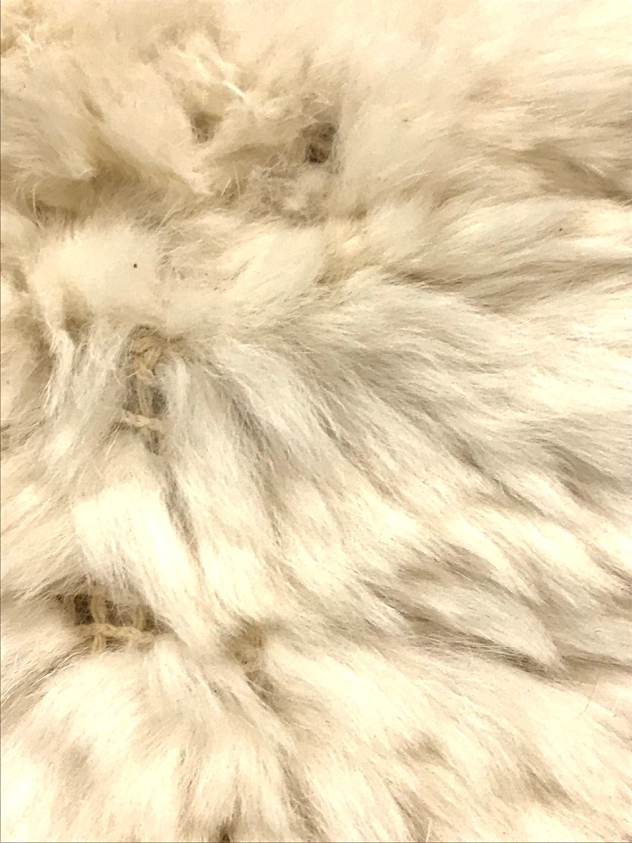 qof.YWH07 chinchilla fur fur tippet muffler white × rose motif 
