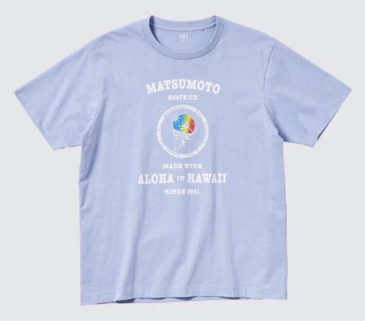 ユニクロ  ザ・ブランズ　ハワイアンロコ～ メンズ「 マツモトシェイブアイス 」半袖Tシャツ〈 Lサイズ 〉blue