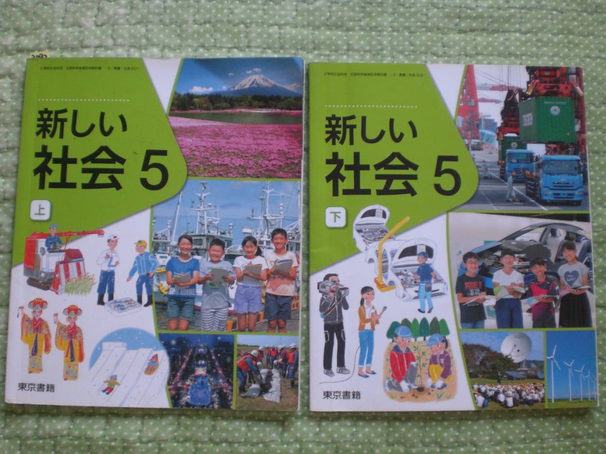 3593 начальная школа 5 год сырой новый общество верх и низ Tokyo литература учебник 2 шт. set