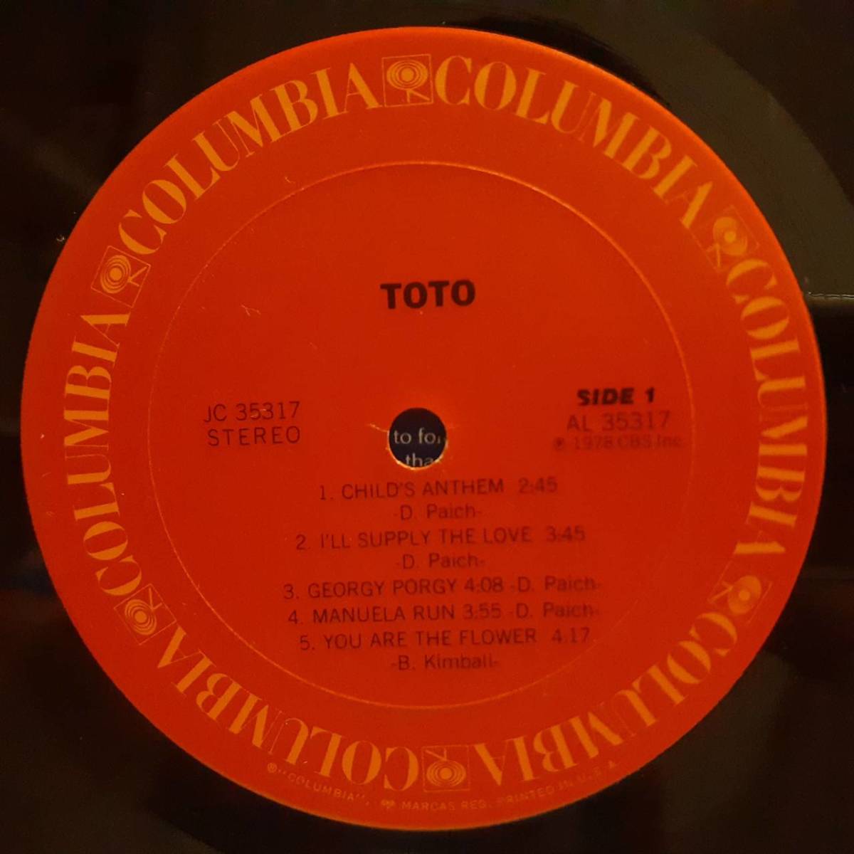 シュリンク＆ステッカー 米COLUMBIAオリジLP 高音質TML刻印 TOTO /ST (1st) 1978年 JC 35317Georgy Porgy AOR Steve Lukather Jeff Porcaro_画像2