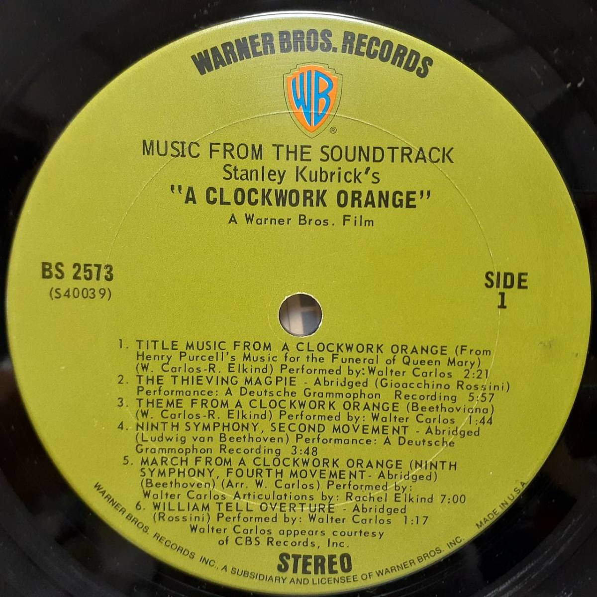 米WARNERオリジLP 緑ラベル O.S.T./ A Clockwork Orange 1972年 BS2573 時計じかけのオレンジ スタンリー・キューブリックWalter Carlos_画像2