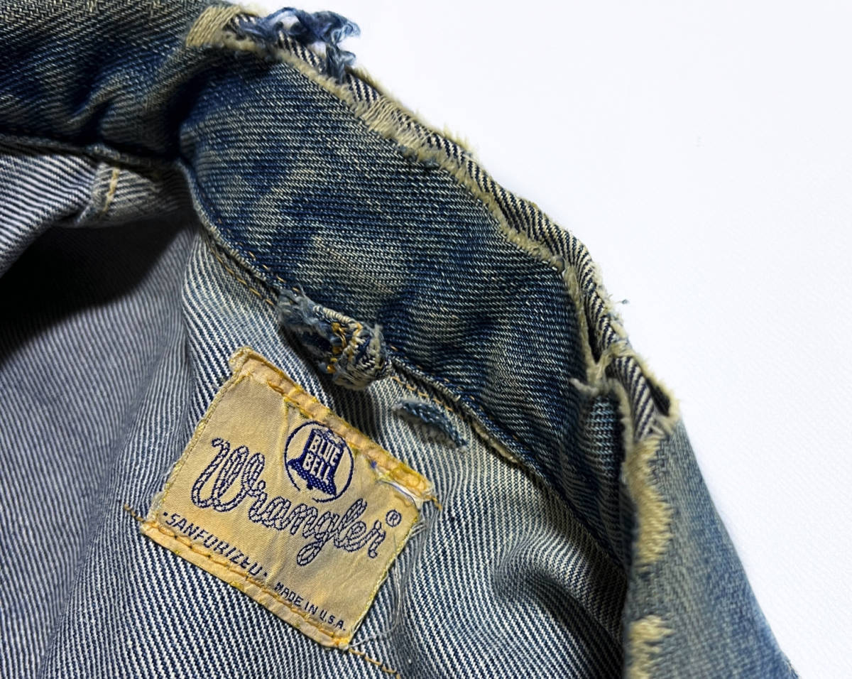 60s 後期 ブルーベルタグ ヴィンテージ Wrangler 24MJZ デニム ジャケット ブルーベル ラングラー USA製 オリジナル _画像6