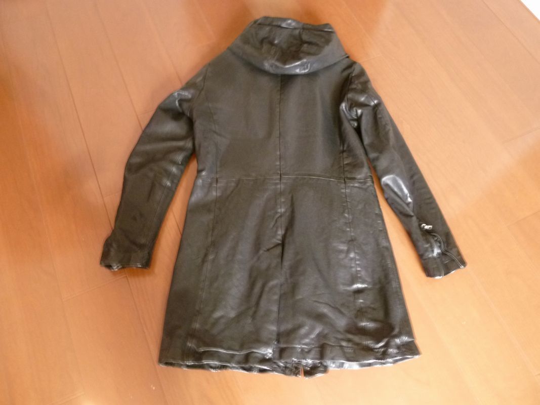 ISAMU KATAYAMA BACKLASHi Sam ka Taya maba crash Italian kip leather product dyeing hood Rider's coat 1604-03 M