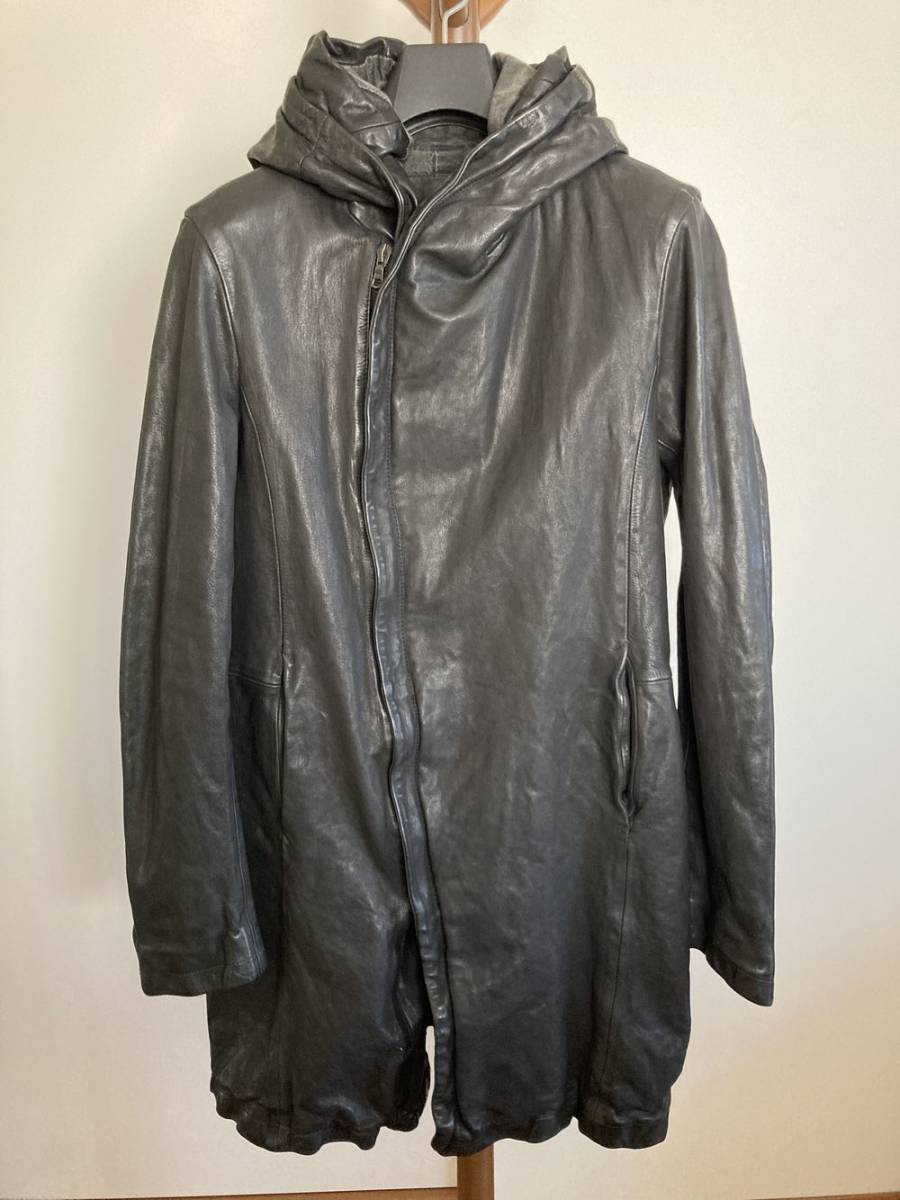 ISAMU KATAYAMA BACKLASHi Sam ka Taya maba crash Italian kip leather product dyeing hood Rider's coat 1604-03 M