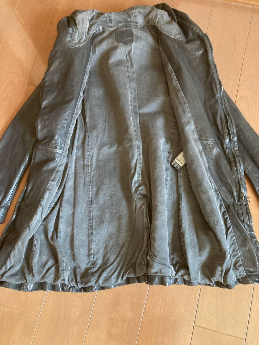 ISAMU KATAYAMA BACKLASHi Sam ka Taya maba crash Italian kip leather product dyeing hood Rider's coat 1604-03 M