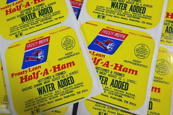 海外紙もの　USA　ヴィンテージ　FROSTY MORN Half-A-Ham　食料品ステッカー　ミートラべル　デットストック　1960年代　50枚_画像2
