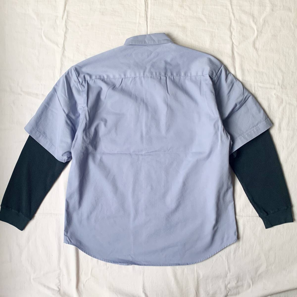 【M】新品 23AW Supreme シュプリーム Thermal Sleeve Work Shirt サーマルスリーブワークシャツ Light Blue ライトブルー 国内正規_画像3