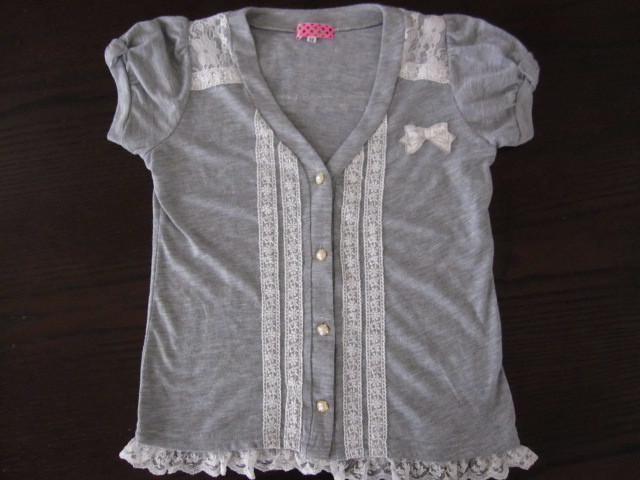 S-cutie race attaching short sleeves cardigan M 150 140 gray search crtcutie