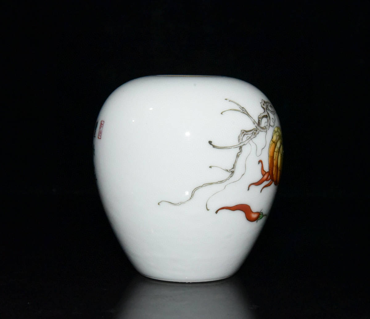 税込】 【古寶奇蔵】清・雍正年製款・古陶瓷品・琺瑯彩・瓜果紋・水盂