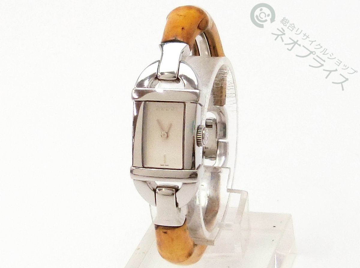 ◆Y7271 GUCCI グッチ 6800L バンブー レディース バングル クオーツ 腕時計_画像1