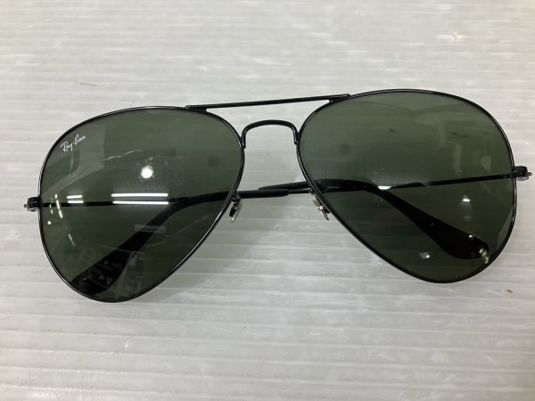 HS484-231110-160【ジャンク】Ray-Ban レイバン サングラス RB3025 AVIATOR LARGE METAL L2823 58□14 ブラック グリーン_画像1