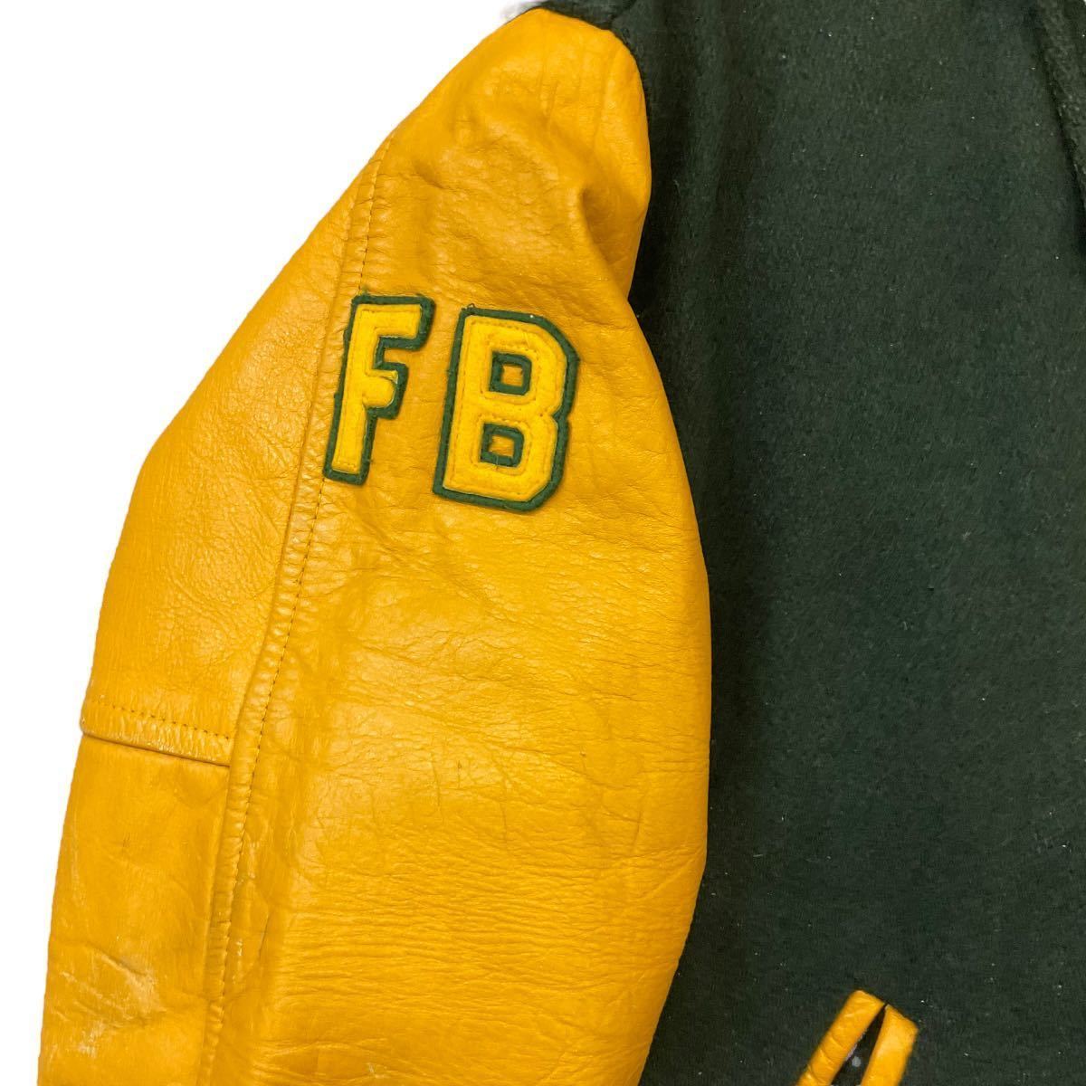 60s HEWITT MFG Flynntan スタジャン 袖革 レザー Varsity Jacket スタジアム ジャケット チェーンステッチ刺繍 ヒューイット ヴィンテージ_画像4