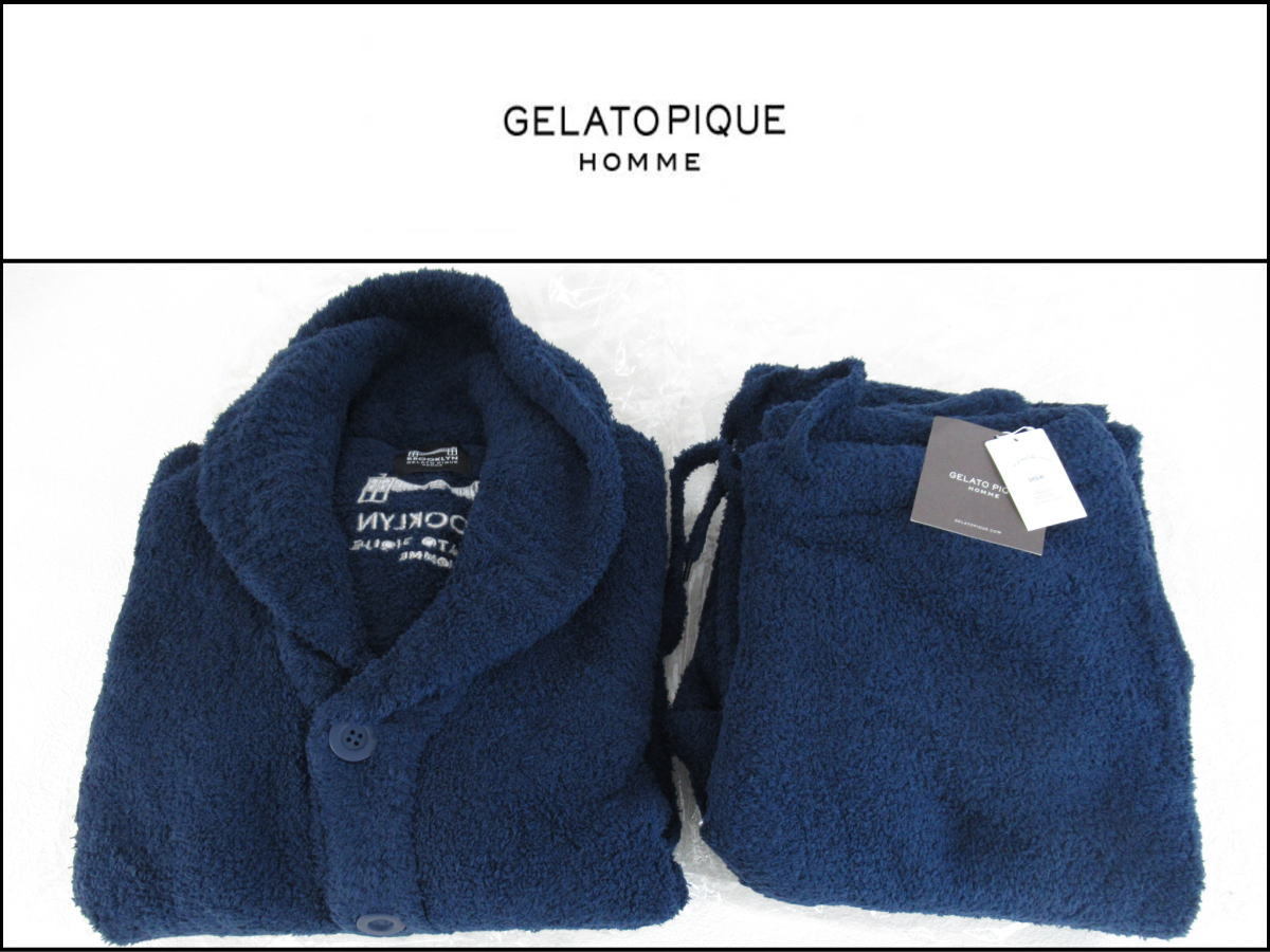 ■新品■GELATO PIQUE/ジェラートピケ■ジェラピケ■パウダーロングパンツ■パウダーカウチン■ネイビー■パジャマ■L■_画像1