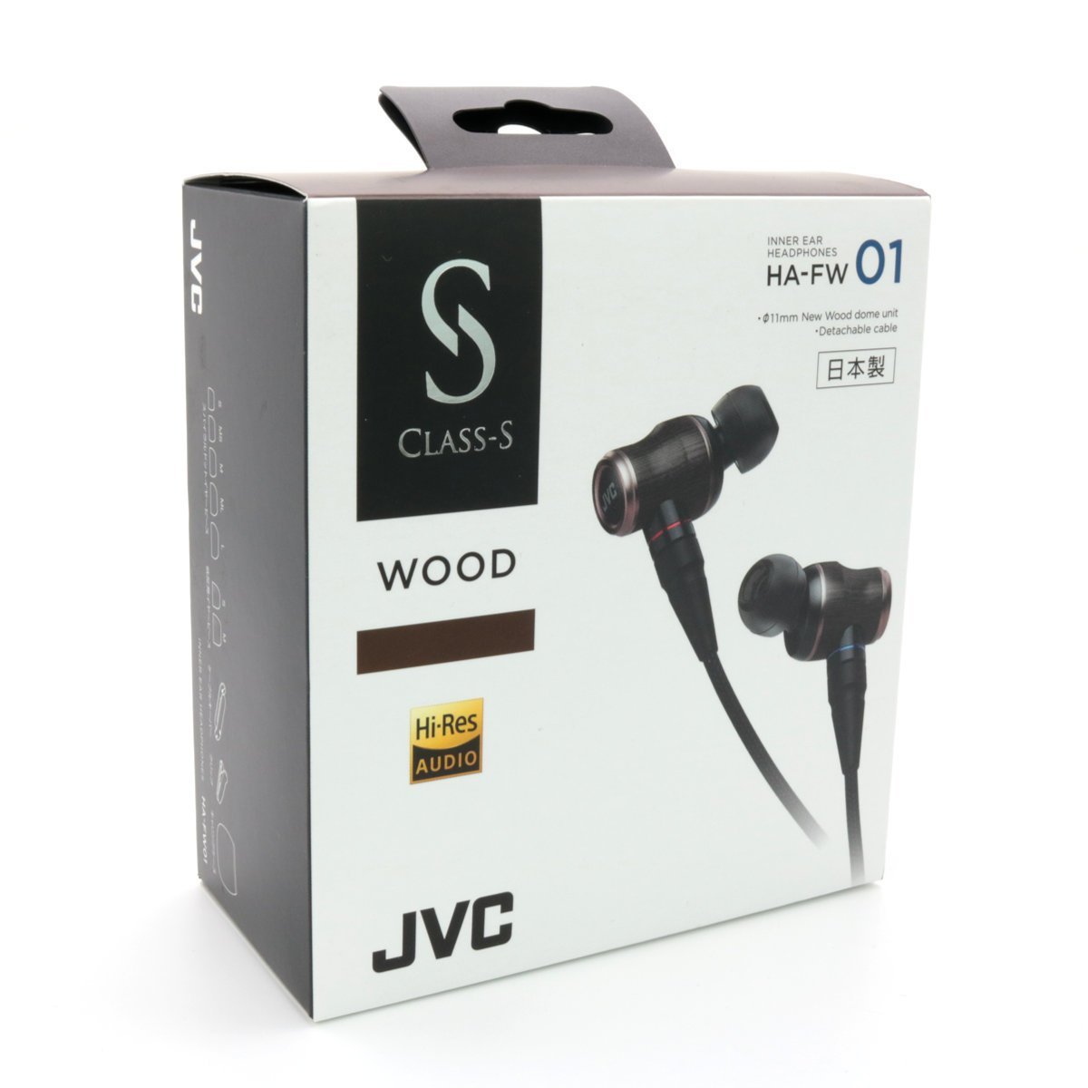 0532♭【1円開始】JVC HA-FW01 CLASS-S WOODシリーズ インナーイヤーヘッドホン 有線 リケーブル/ハイレゾ音源対応 ブラック_参考価格：59,257円