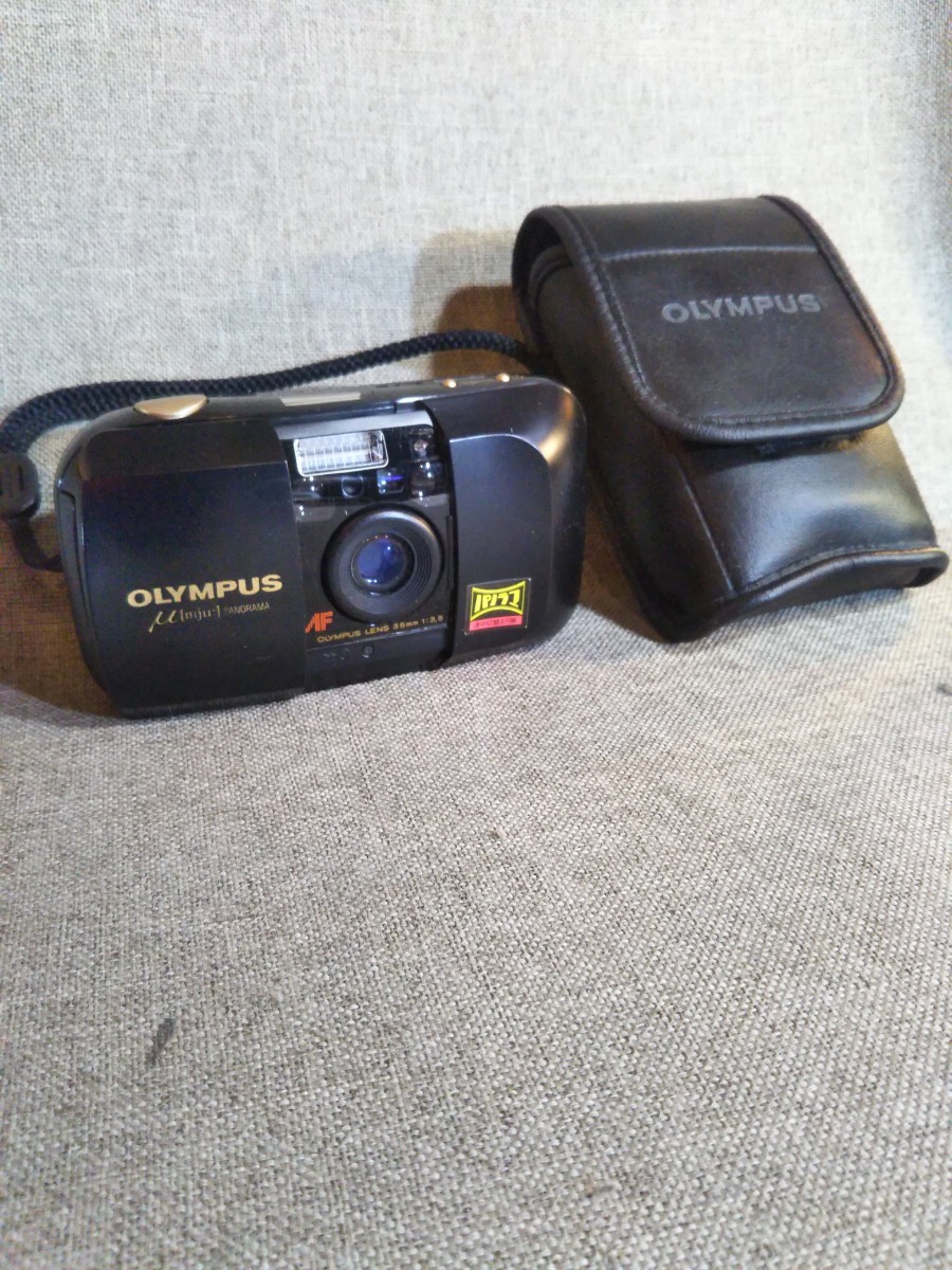 OLYMPUS オリンパス mju ミュー PANORAMA コンパクトフィルムカメラ　簡易通電確認　シャッター　フラッシュ確認　現状品　比較的きれい_画像1