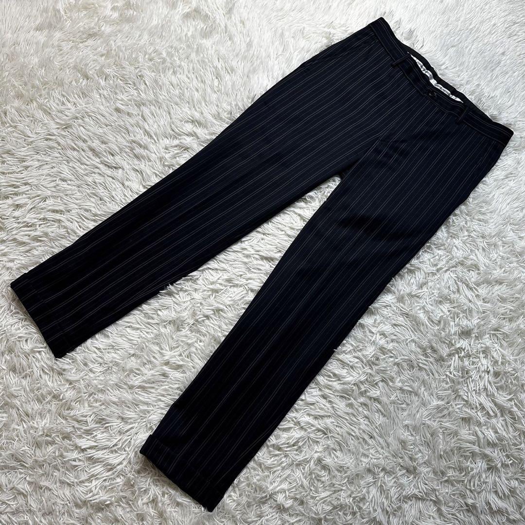 1円〜【美品/イタリア製】JUDE LINE 黒タグ EMPORIO ARMANI ストライプ スーツ セットアップ 48サイズ ネイビー 2B M-L相当 メンズ_画像6