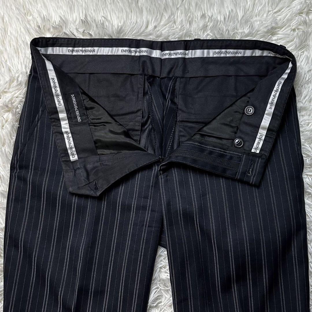 1円〜【美品/イタリア製】JUDE LINE 黒タグ EMPORIO ARMANI ストライプ スーツ セットアップ 48サイズ ネイビー 2B M-L相当 メンズ_画像8