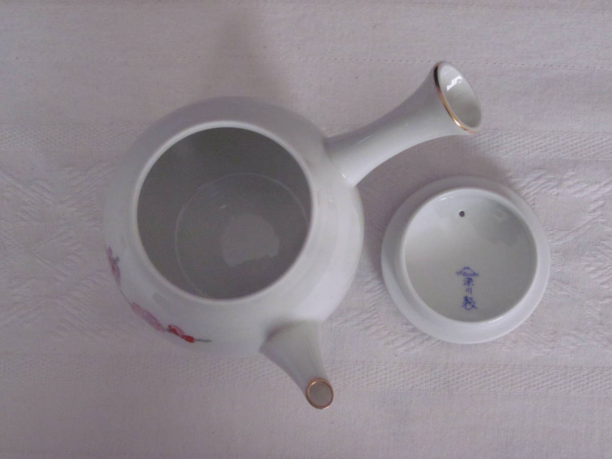 深川製磁　紅白梅　茶器揃（急須１個、湯呑み茶碗７個）_画像6