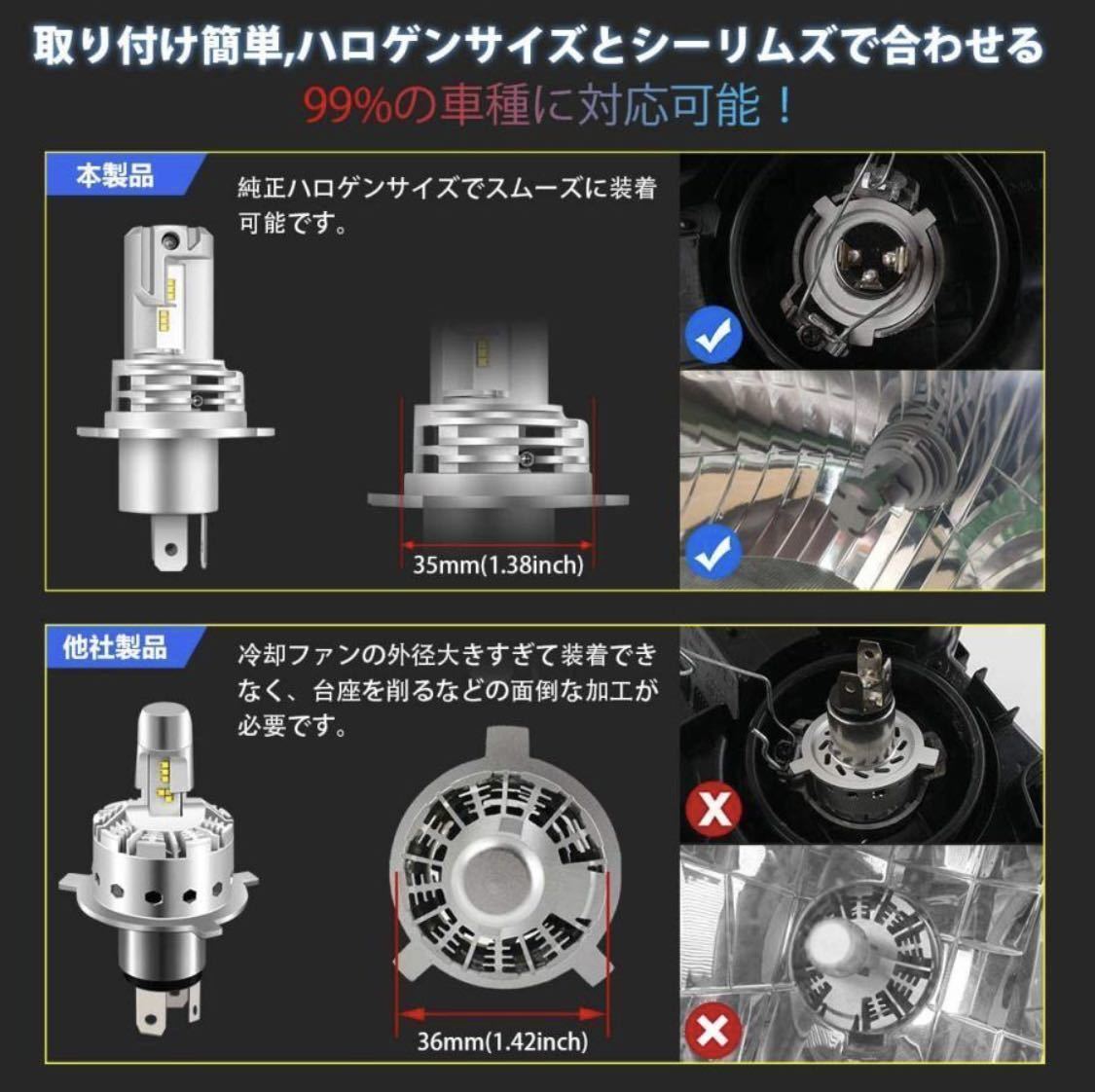 最新型 H4 LED ヘッドライト バルブ ホンダ アクティ バモス ホビオ トラック N BAN BOX HBD JJ1 JBD JJ2JF1 JF2 HM1 HM2 車検対応 汎用_画像7