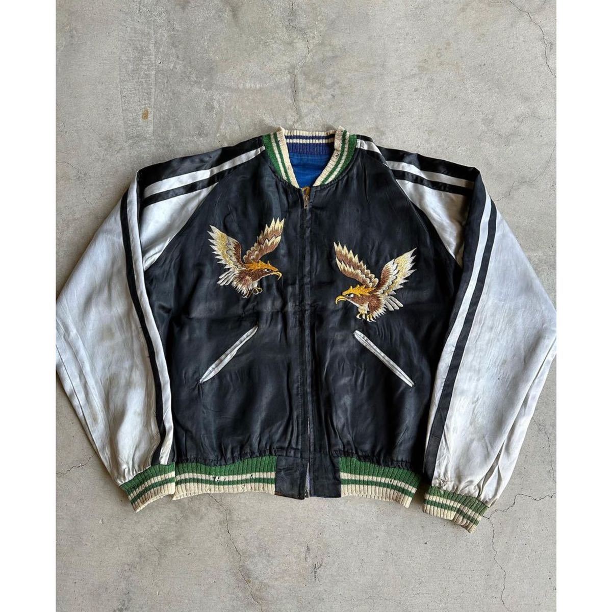 超希少!VTG 1950’s JAPANESE SOUVENIR JACKET-SUKAJAN-BIG SIZE RRL USAビンテージ50年代ジャパニーズスーベニアジャケット大判ワタ無し_画像1