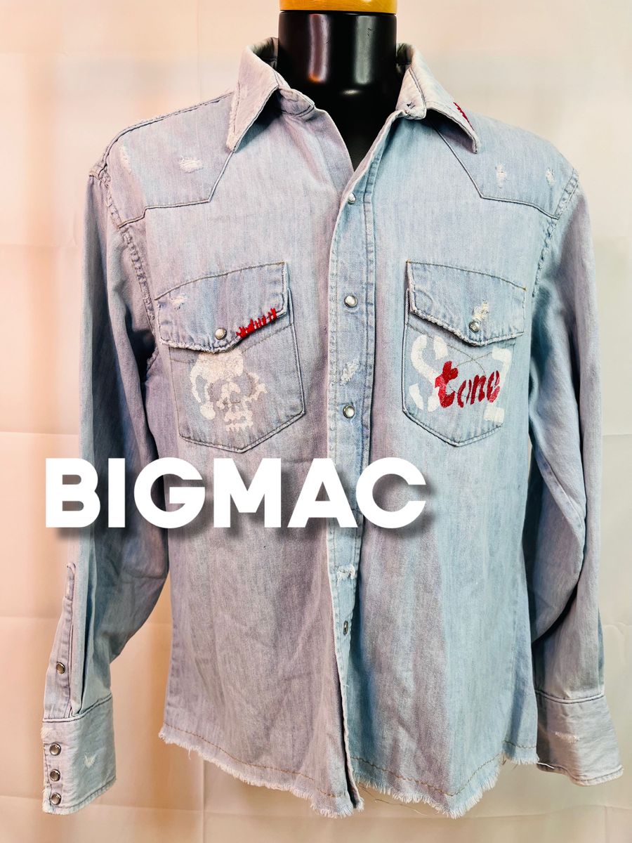 【BIGMAC】クラッシュダメージデニムシャツ Mサイズ